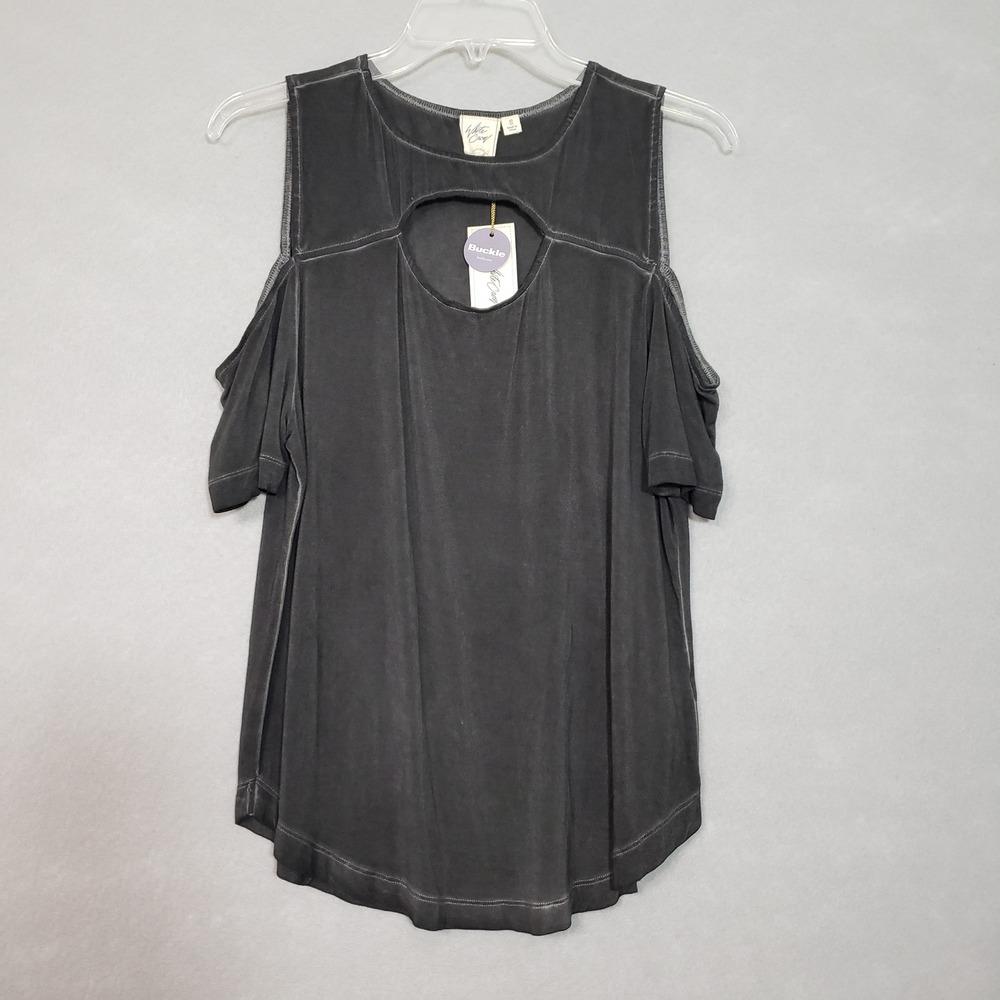 White Crow Womens S Betti Cut Out Top Black Cold Shoulder Keyhole PT232087B NEW